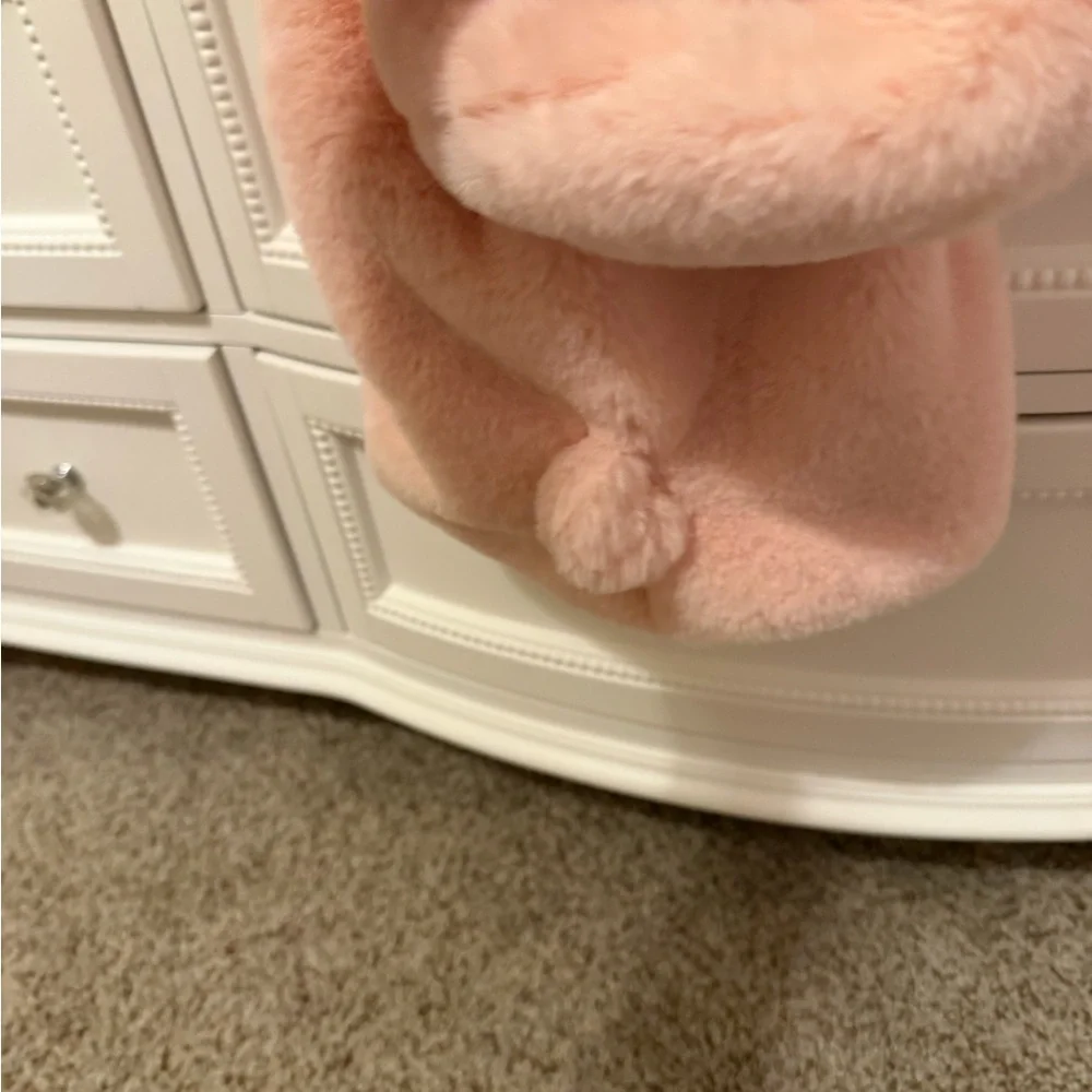 3-6 pink faux fur vest with bear ears